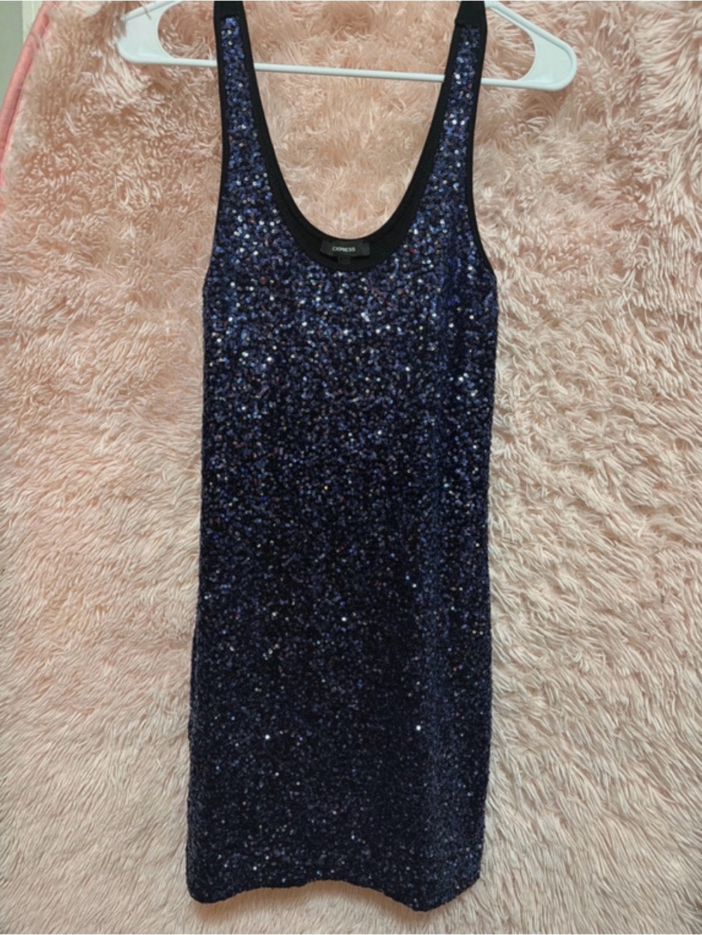 Express Navy Sequin Tank Mini Dress
